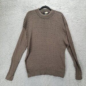 Tulliano Sweater Mens XXL Brown Silk Blend Ribbed Long Sleeve Pullover Crewneck